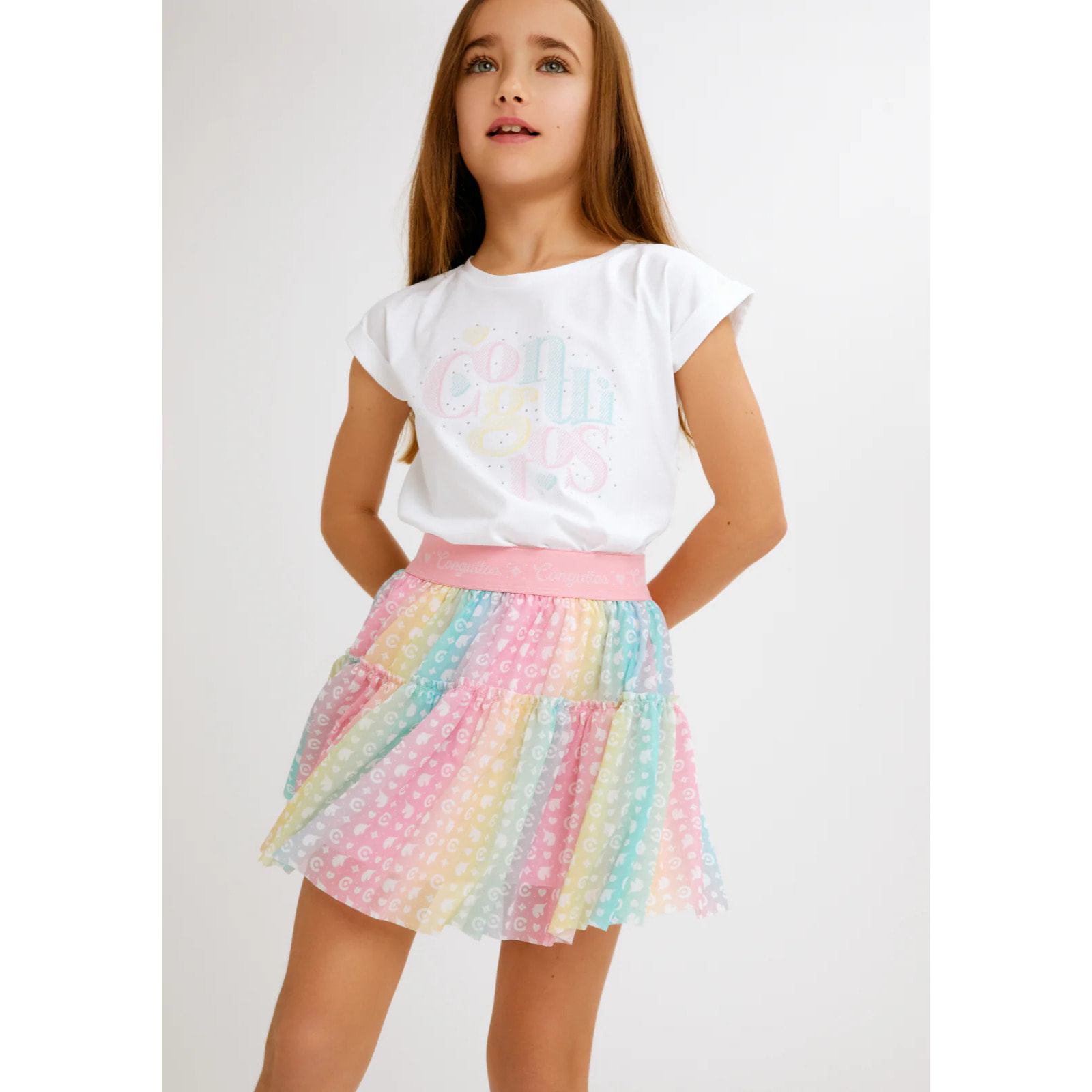 Camiseta de Niña de Algodón en Blanco