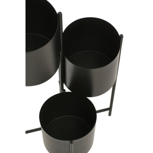 J-Line Cache-pot 3 Pots - métal - noir