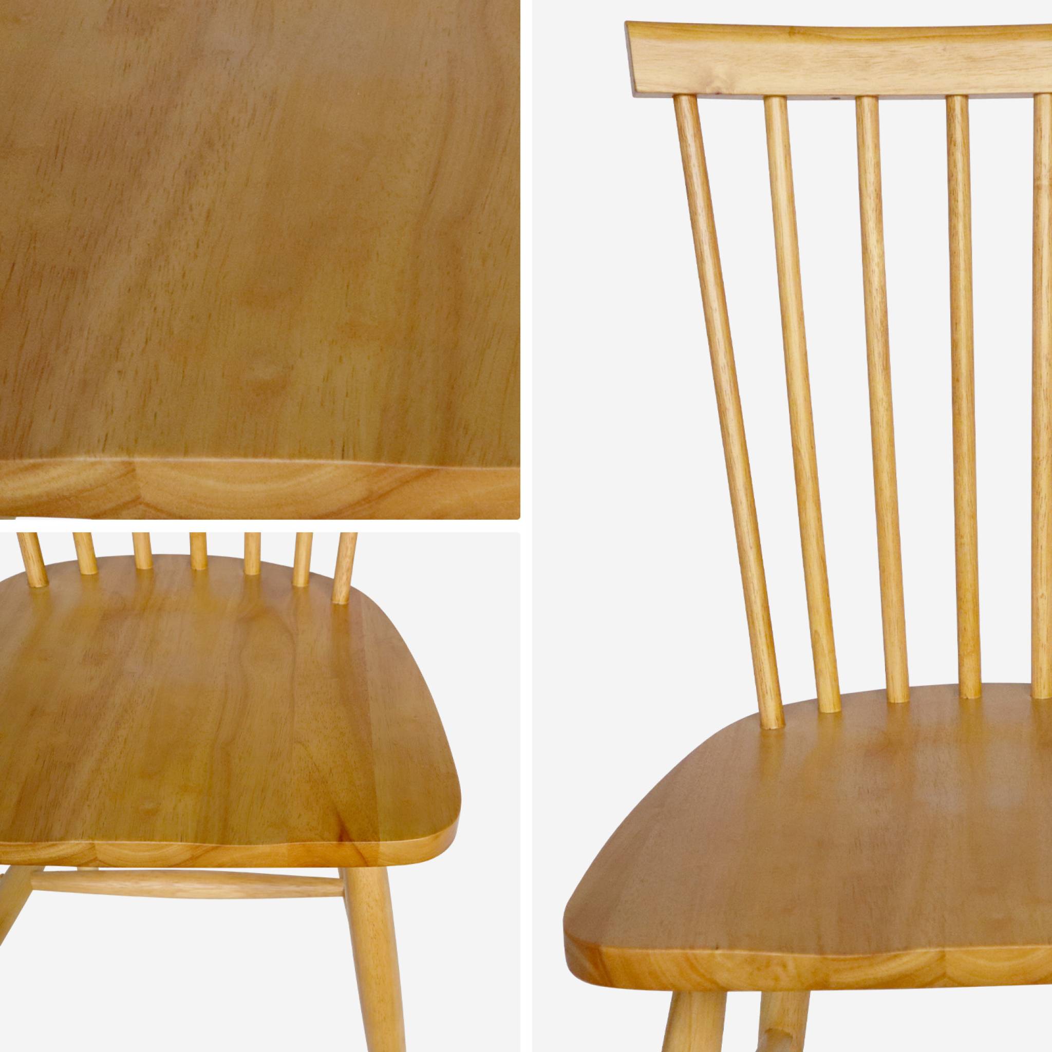 Lot de 2 chaises naturelles à barreaux en bois d'hévéa. ROMIE. L 50.8 x P 44.2 x H 90cm