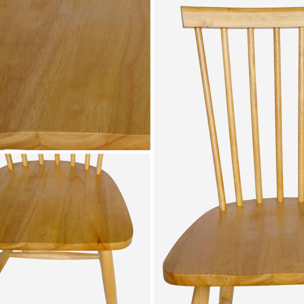 Lot de 2 chaises naturelles à barreaux en bois d'hévéa. ROMIE. L 50.8 x P 44.2 x H 90cm