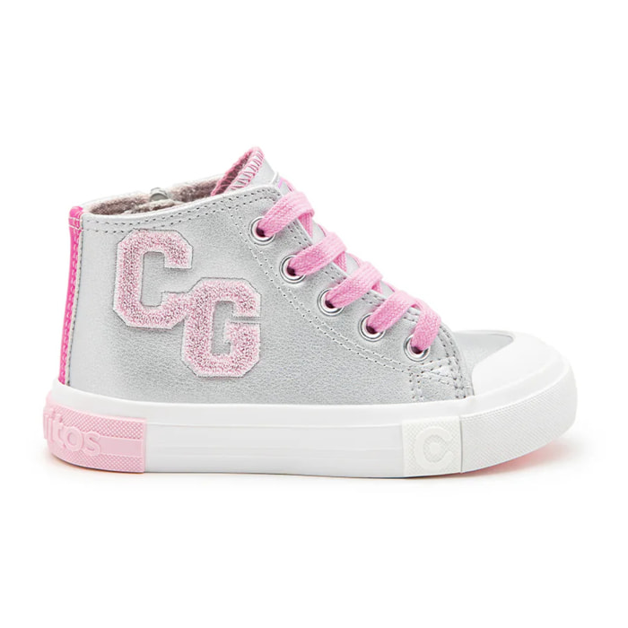 Zapatillas Altas Letras Plata