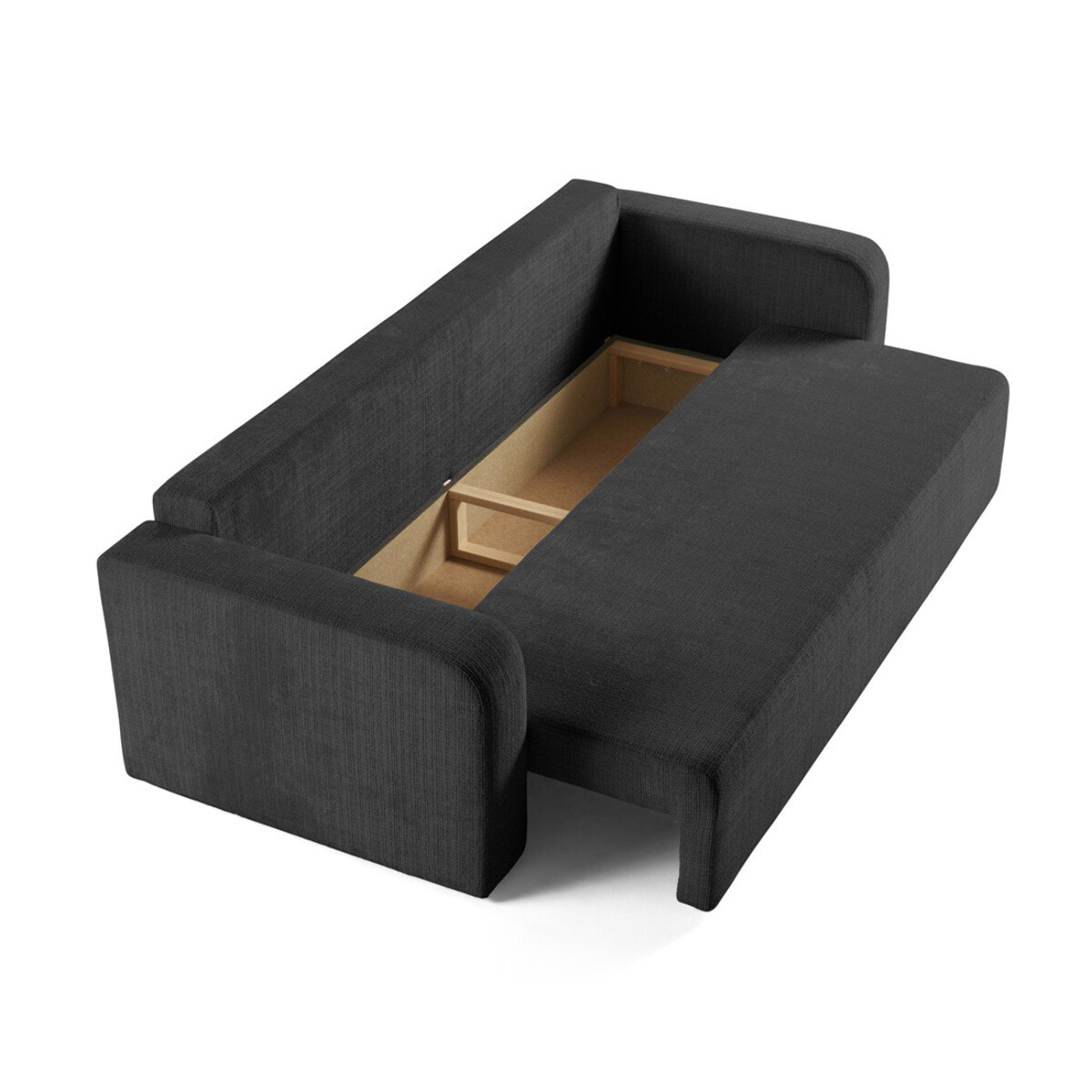 Miro - canapé droit 3 places - convertible avec coffre - en velours texturé - Gris Anthracite