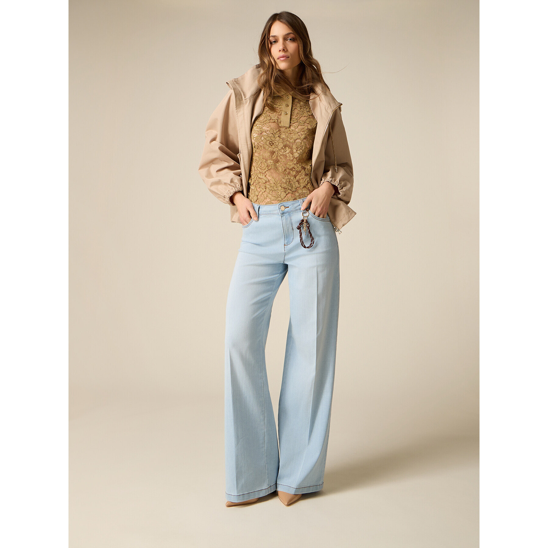 Oltre - Jeans a palazzo délavé - Azzurro