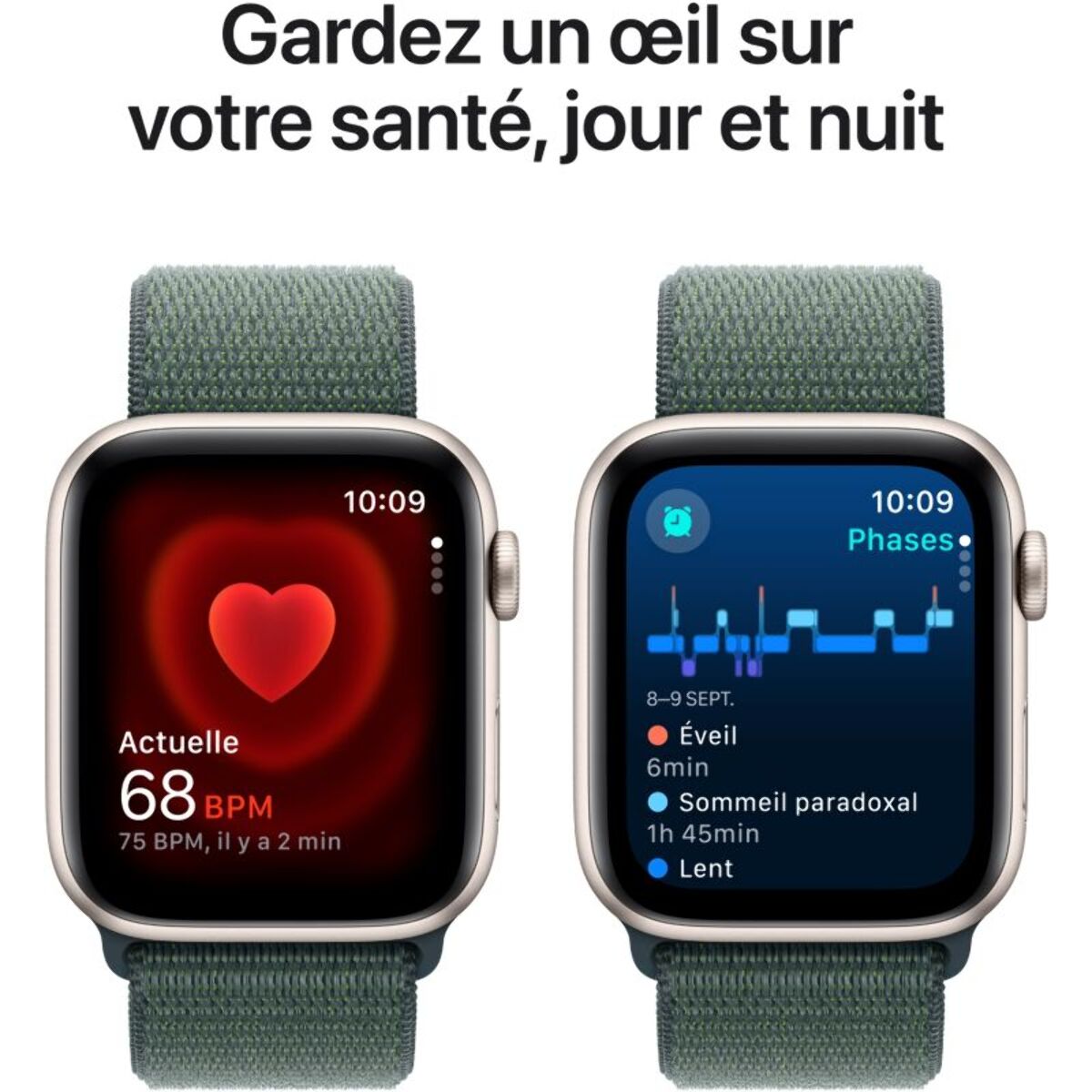 Montre connectée APPLE WATCH SE 40mm Lumière Stellaire/Vert Loop