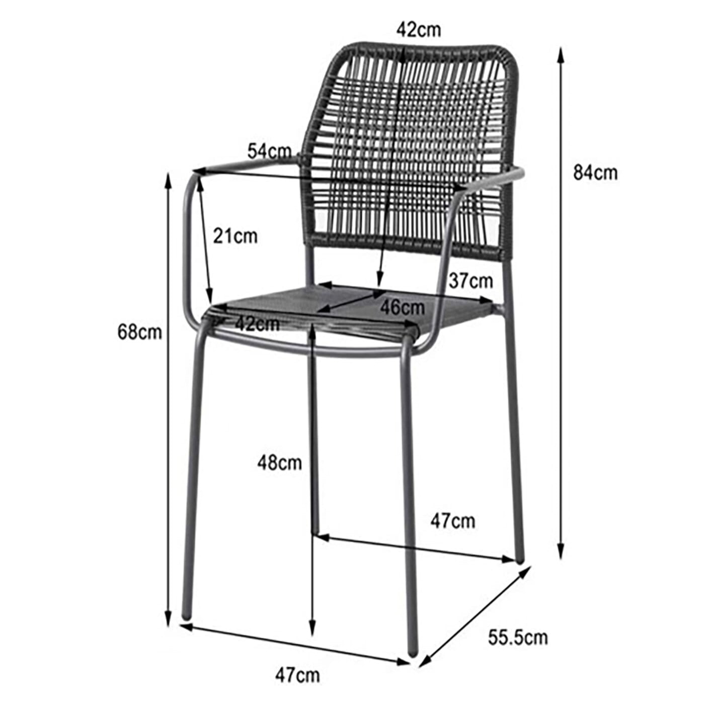 Chaise de jardin avec accoudoirs Madagascar noire Kare Design