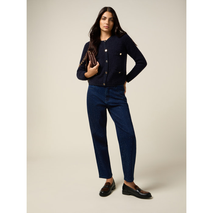 Oltre - Jeans regular con cristalli - Blu