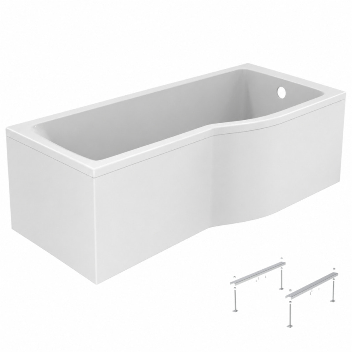 Baignoire bain douche 150 x 80 cm droite Connect Air + tablier + pieds