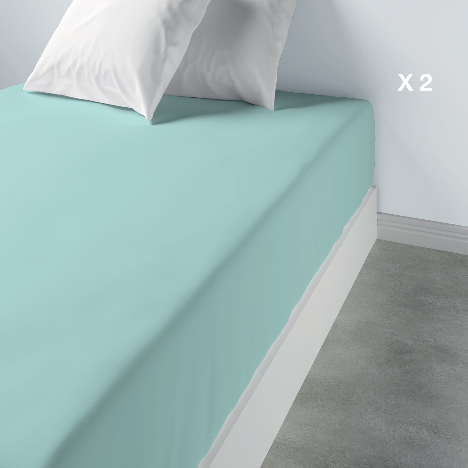Drap housse uni 100% coton turquoise