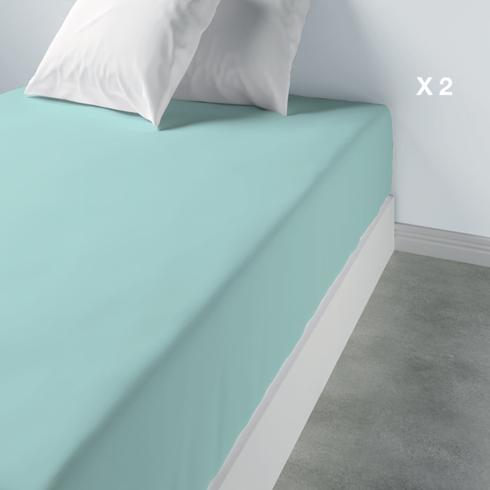 Drap housse uni 100% coton turquoise
