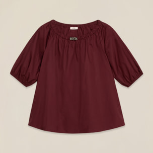 Oltre - Blusa con hombros descubiertos de algodón - Burgundy