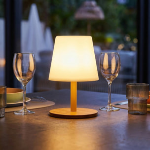 Lot de 2 lampes de table sans fil rechargeables USB effet bois LED blanc chaud dimmable 2x STANDY MINI WOOD H25cm