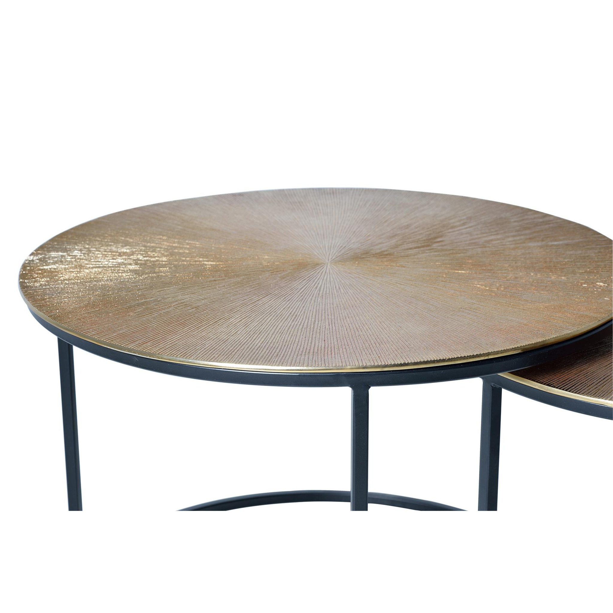 Lot de 2 Tables basses de bronze grande table : 70 cm, petite table : 60 cm style industriel