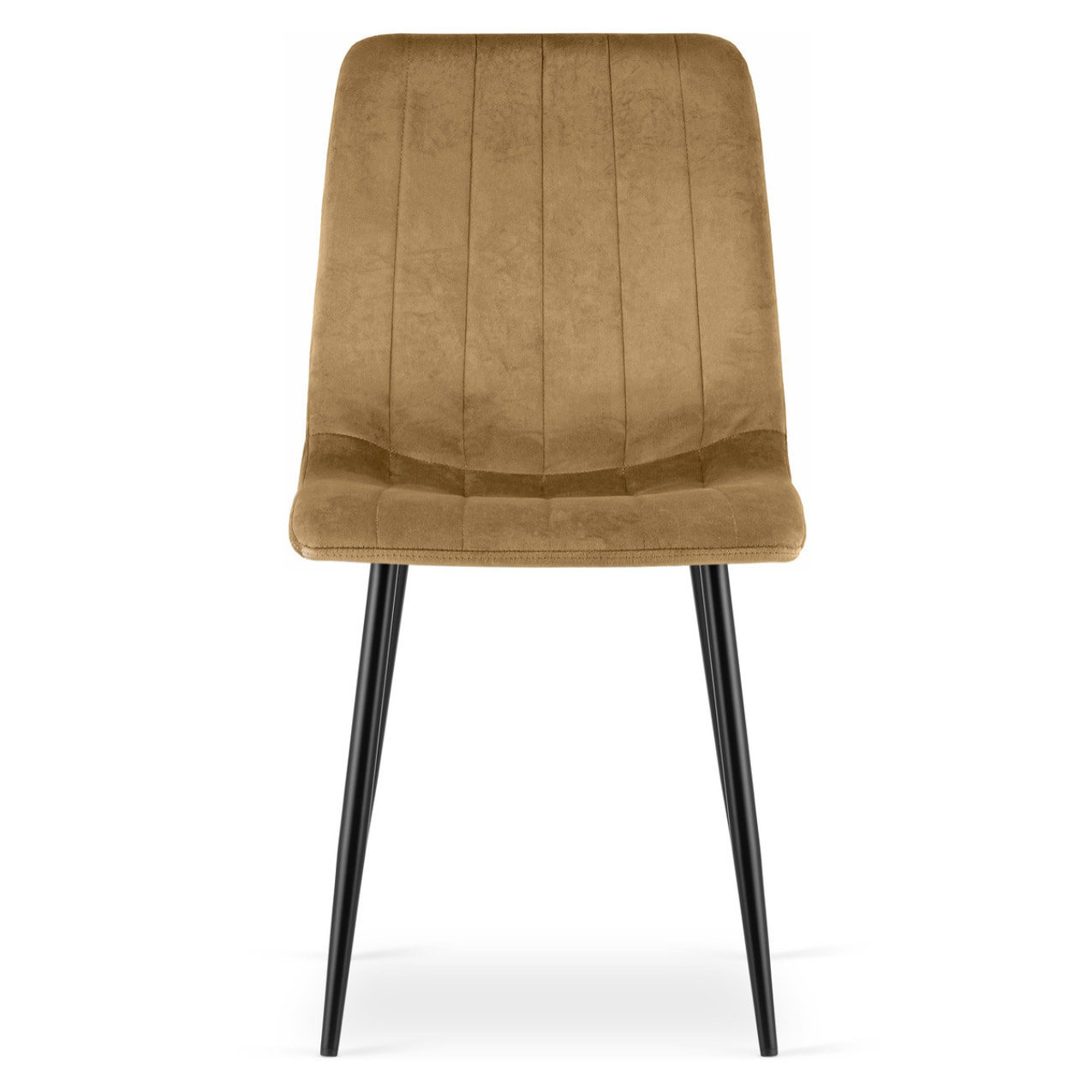 Sedia Lava in velluto marrone con gambe in metallo nero