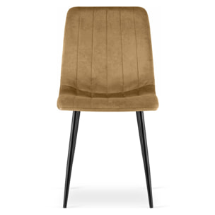 Sedia Lava in velluto marrone con gambe in metallo nero