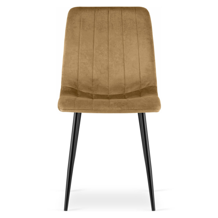 Sedia Lava in velluto marrone con gambe in metallo nero