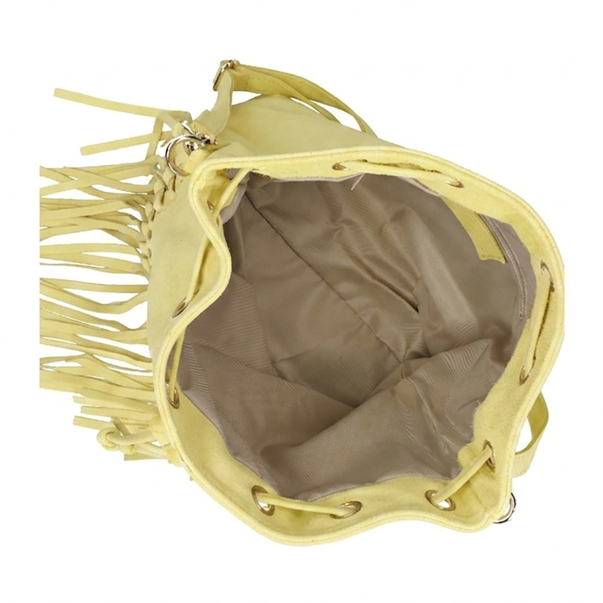 Borsa a secchiello da donna Made in Italy - Modello Umbria Plus - Pelle scamosciata - 25.0 x 22.0 x 13.0 cm