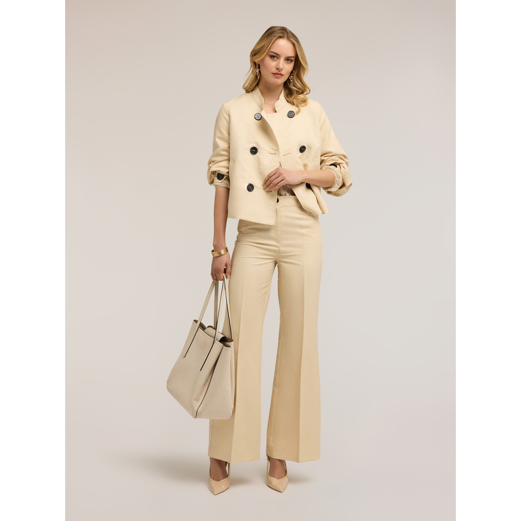 Motivi - Giacca doppiopetto in misto lino - Beige