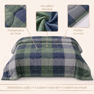 Piumino matrimoniale invernale anallergico 300 g/m², imbottitura ecologica soffice e calda, trapunta letto morbida e leggera, antiacaro e traspirante, lavabile in lavatrice, Made in Italy, comfort termico per notti fredde, dimensioni 260x260 cm