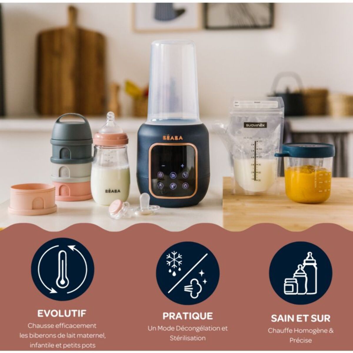Chauffe biberon BEABA Multi-milk Night blue