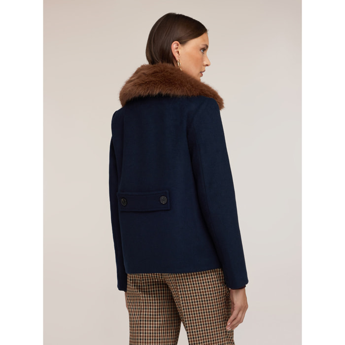 Motivi - Cappotto doppiopetto misto lana - Blu