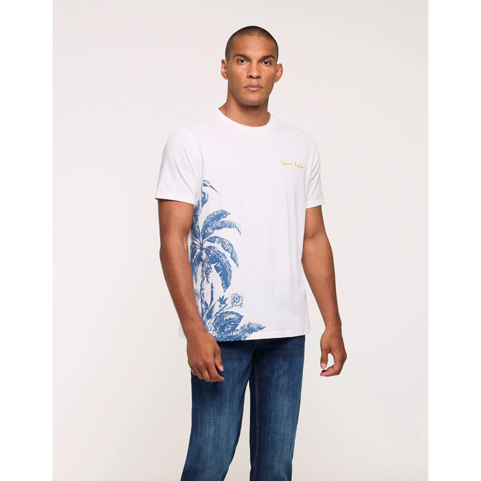 Camiseta Estampado Tropical y Detalle Bordado - Abonito