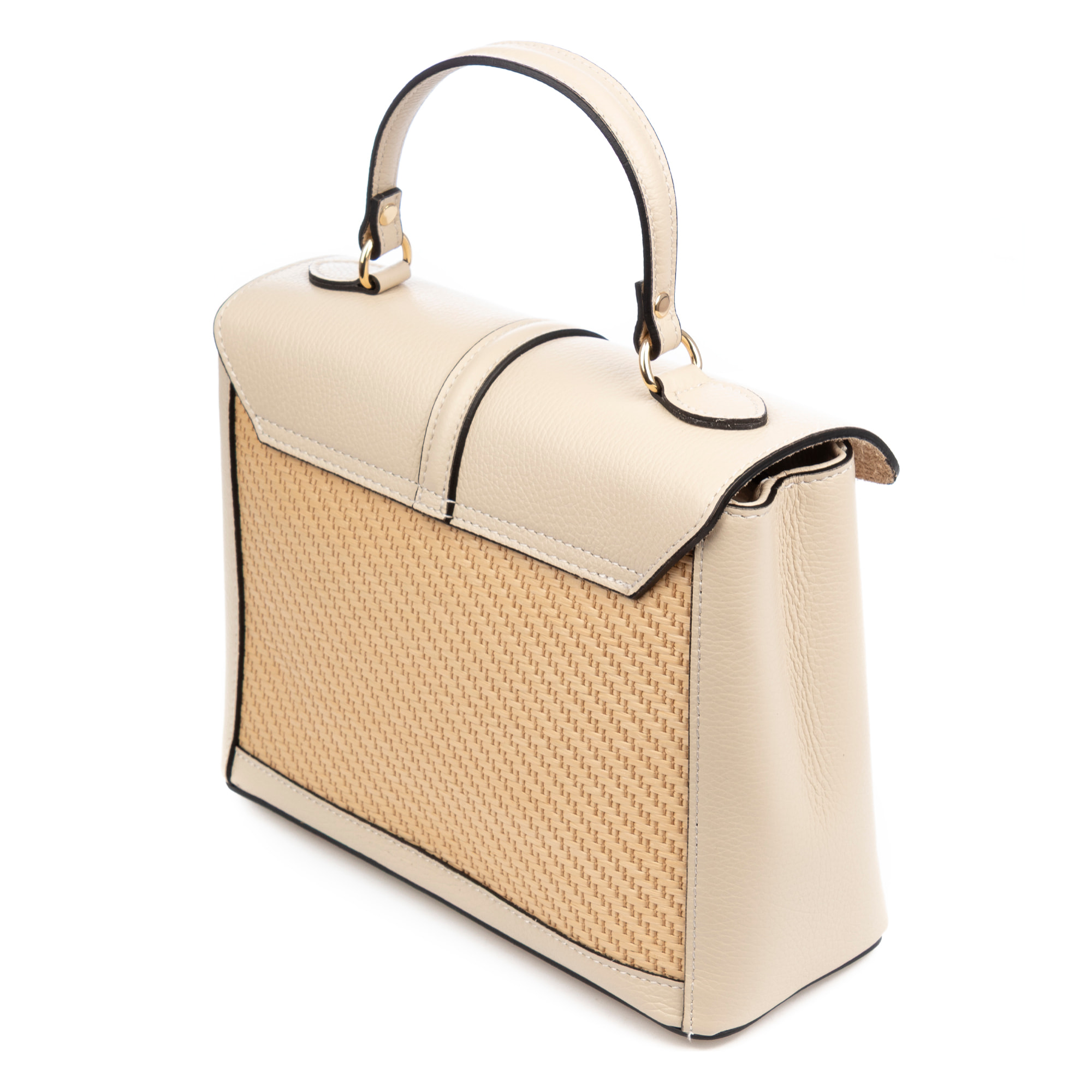 Basciano Borsa a mano Donna. Realizzata in vera pelle Dollaro e paglia.