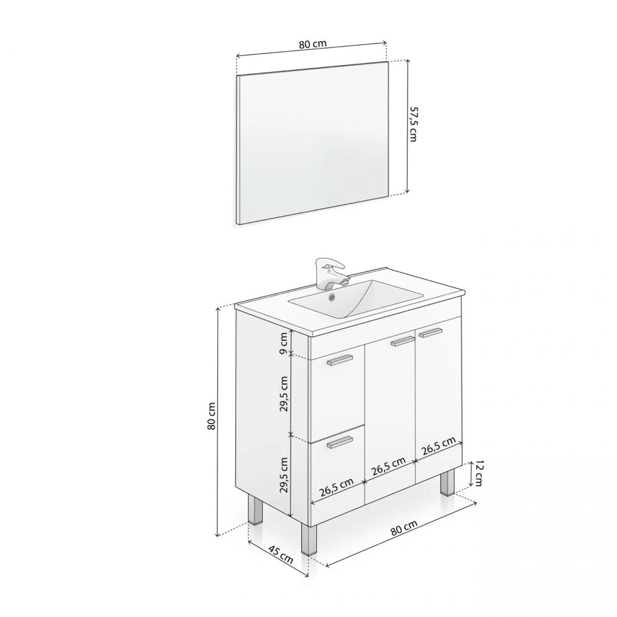 Mueble de baño con espejo Liz Blanco Brillo