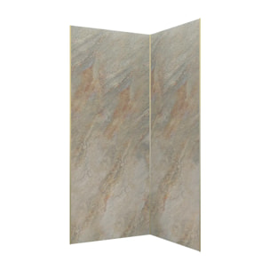 Pack 2 Panneaux Muraux Pierre Wood Stone 90x210 cm + Profilés Or Brossé