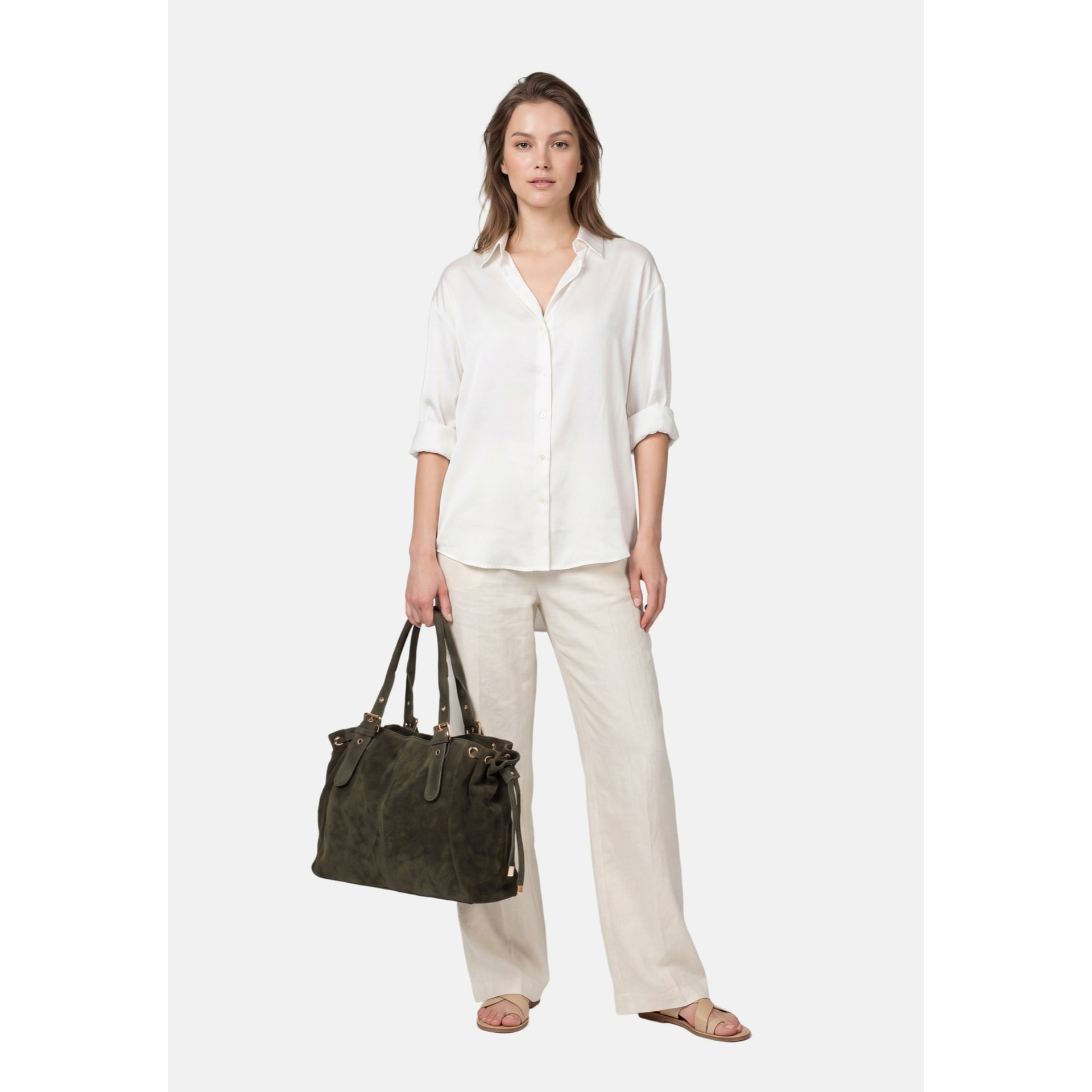 Borsa a mano da donna Made in Italy - Modello Celeste Plus - 100% pelle - 20.0 x 28.5 x 41.0 cm