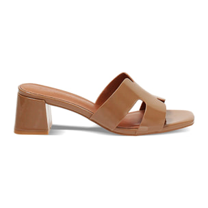 Mules open toe fango tacco 5,5 cm