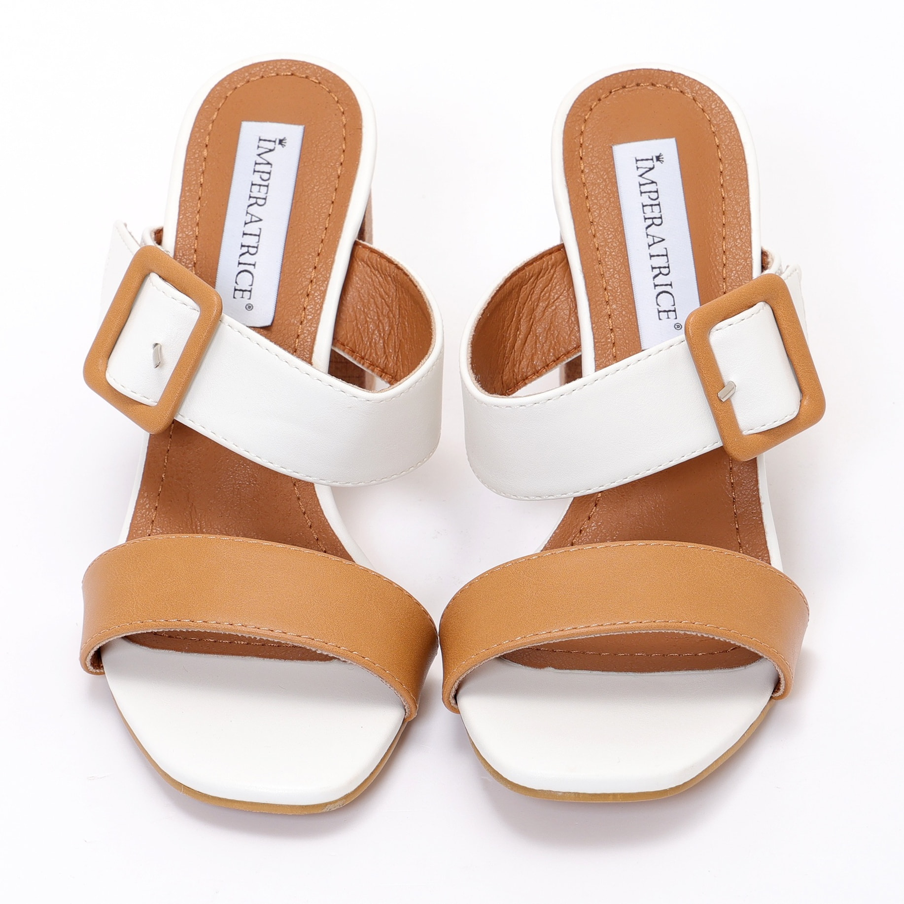 Sandali in simil pelle con tacco alto in sughero e fascia con fibbia