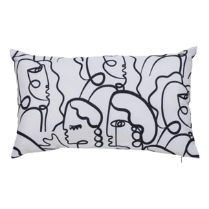 Housse de coussin d'extérieur Nolan 50x30cm motif fantaisie noir et blanc