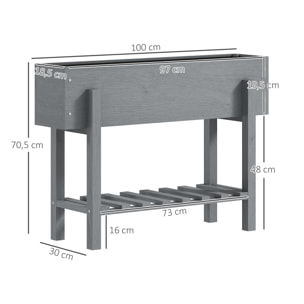 Huerto Urbano de Madera Mesa de Cultivo con Estante Jardinera Elevada para Cultivo Flores Vegetales en Jardín Terraza 100x30x70,5 cm Gris