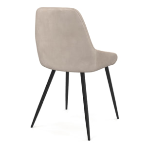 Chaises Olivia en velours taupe et pieds métal noirs - lot de 6