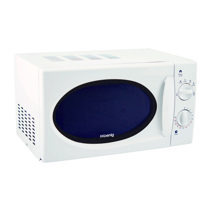 Microondas compacto 20L VIO6 Blanco, Potencia 700W, Plato giratorio 24,5cm, Multifunción 5 niveles de calor y función descongelar, Temporizador hasta 30min, Rápido, Encimera