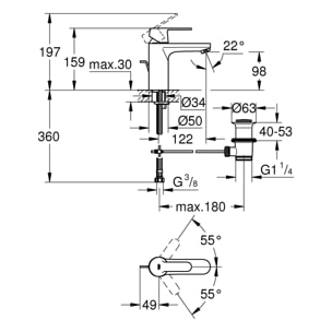 GROHE Get Mitigeur monocommande Lavabo Taille M Chromé 23454000