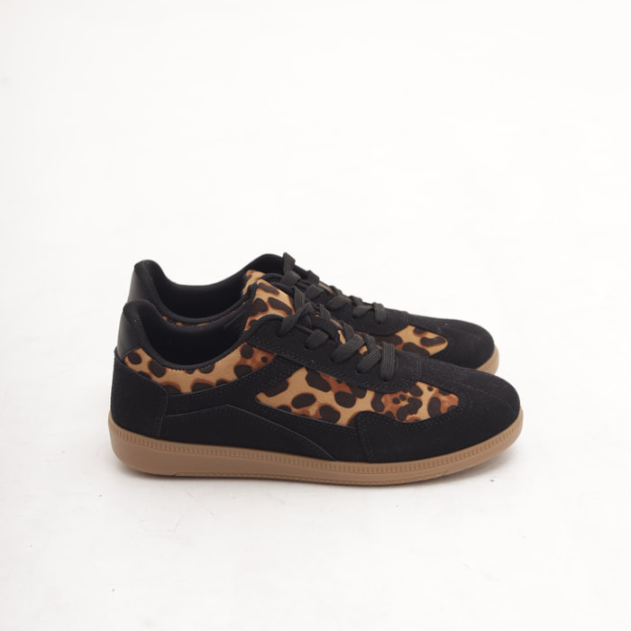 SNEAKERS FLAT ANIMALIER NERO