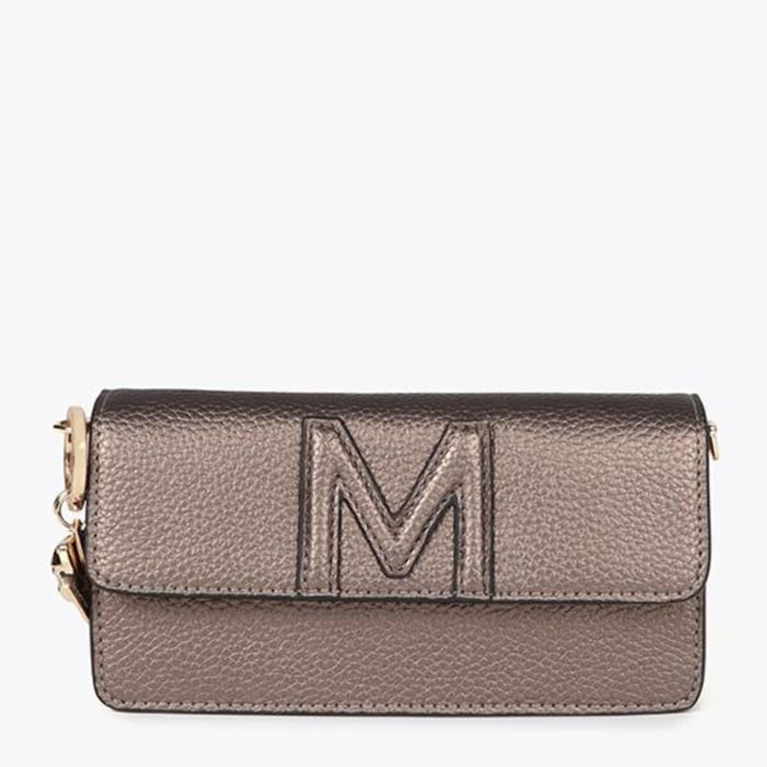 Borsa a tracolla baguette in ecopelle con M goffrata