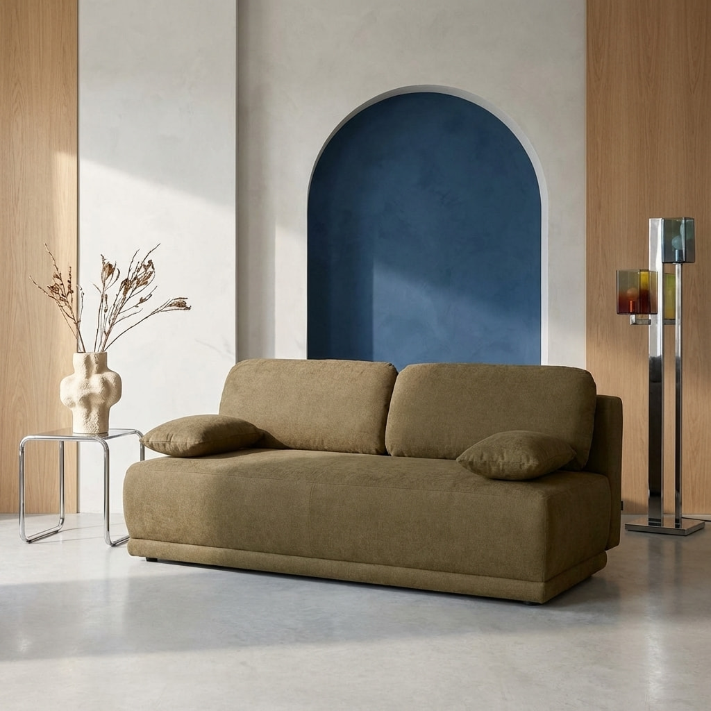 Banquette convertible 3 places tissu chenille avec coffre NELSON