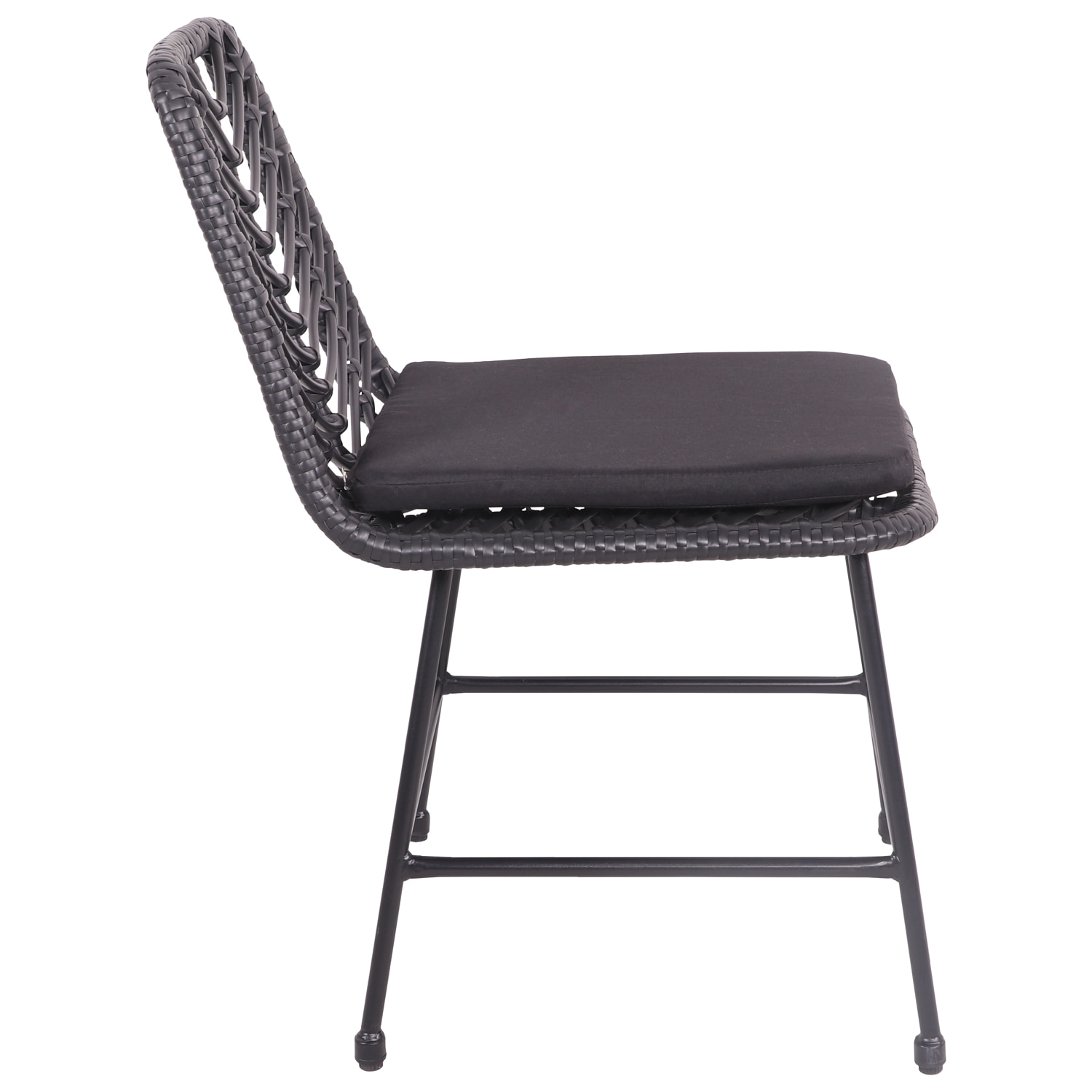Lot de 2 chaises en rotin synthétique noires avec coussins OKA