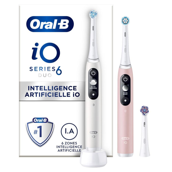 Oral-B iO 6 - Duo - Blanche et Rose - Brosses À Dents Électriques connectées