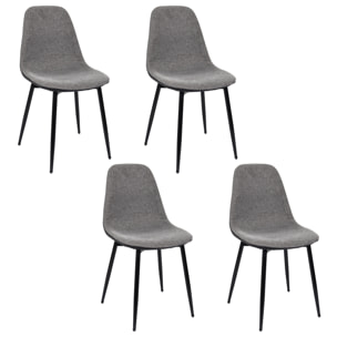 Chaise Memphis Gris Et Noir - Lot De 4