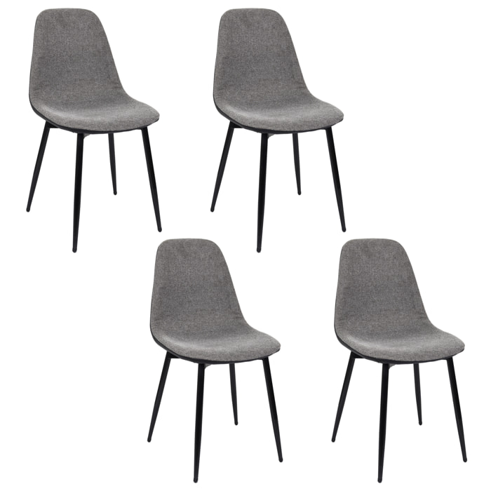 Chaise Memphis Gris Et Noir - Lot De 4