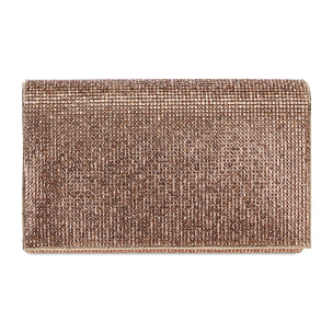 Pochette donna rosa oro in laminato con pietre