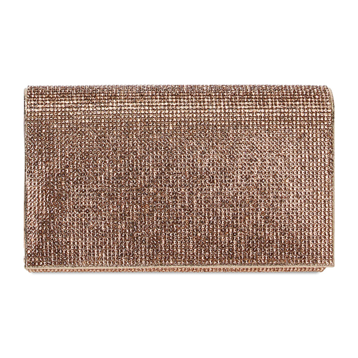 Pochette donna rosa oro in laminato con pietre
