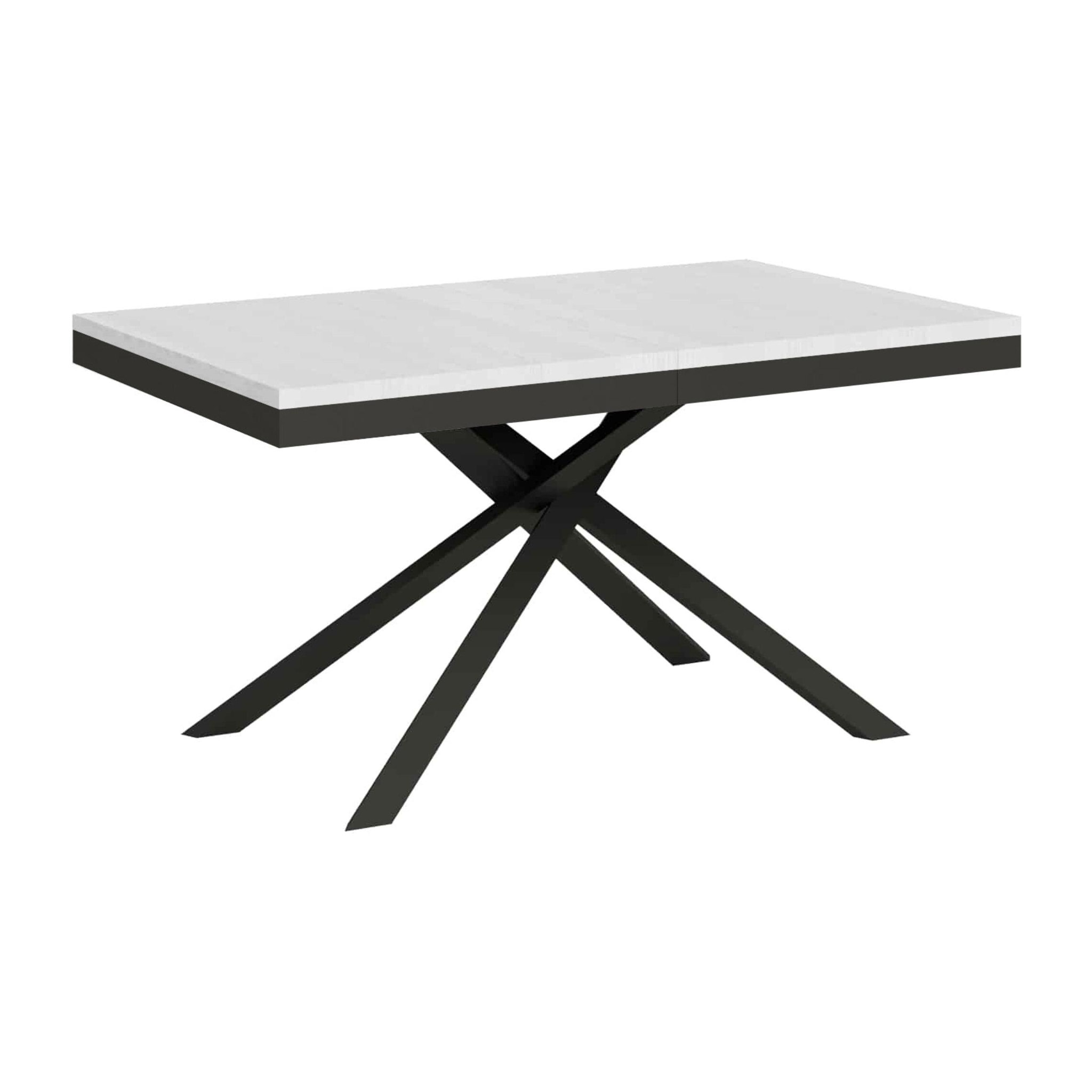 Table extensible 90x160/420 cm Karida Evolution frêne blanc cadre anthracite