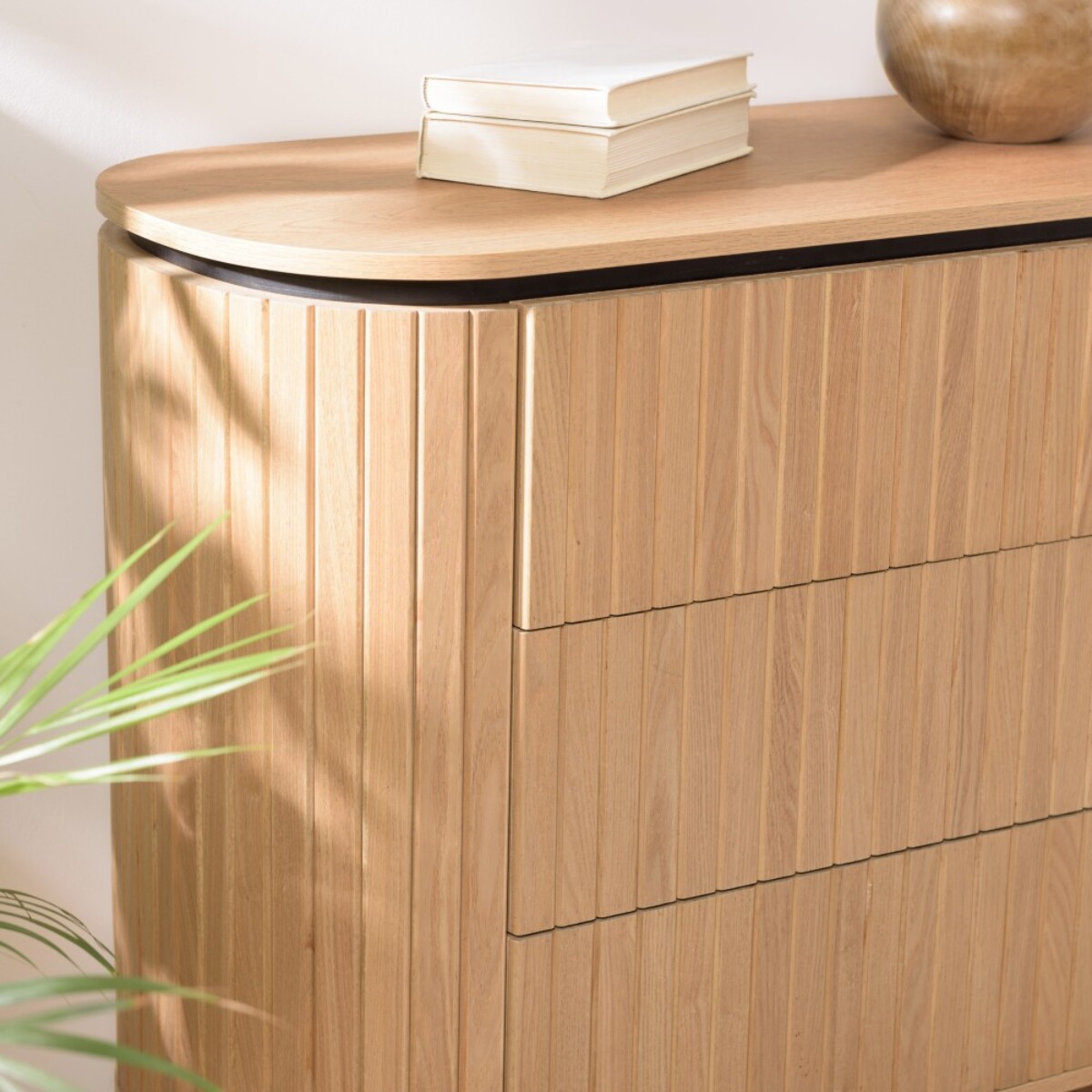 CHARLIE - Commode marron 3 tiroirs style rétro Pin pieds métal noir