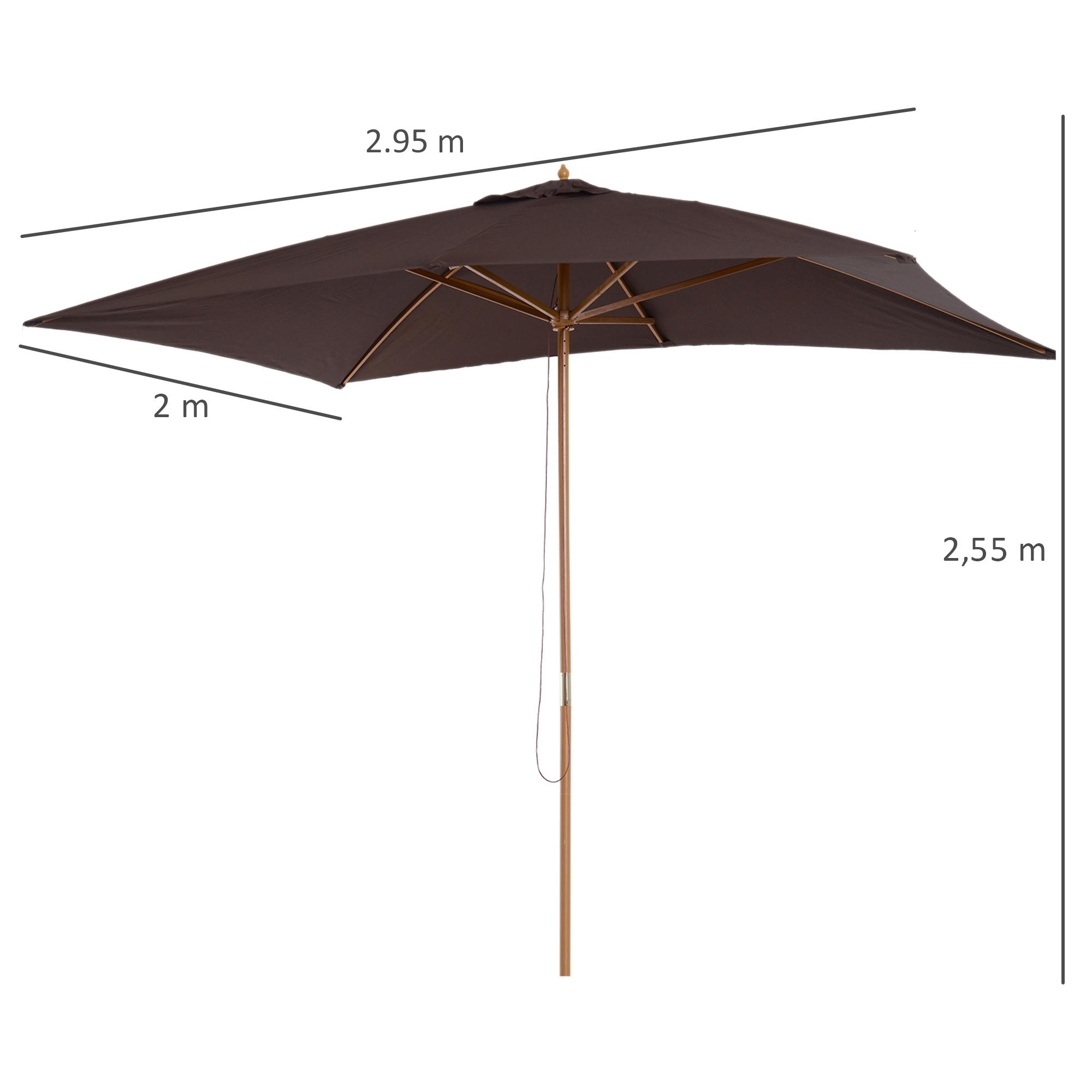 Sombrilla tipo Parasol Mástil de Madera 2x3 m Chocolate