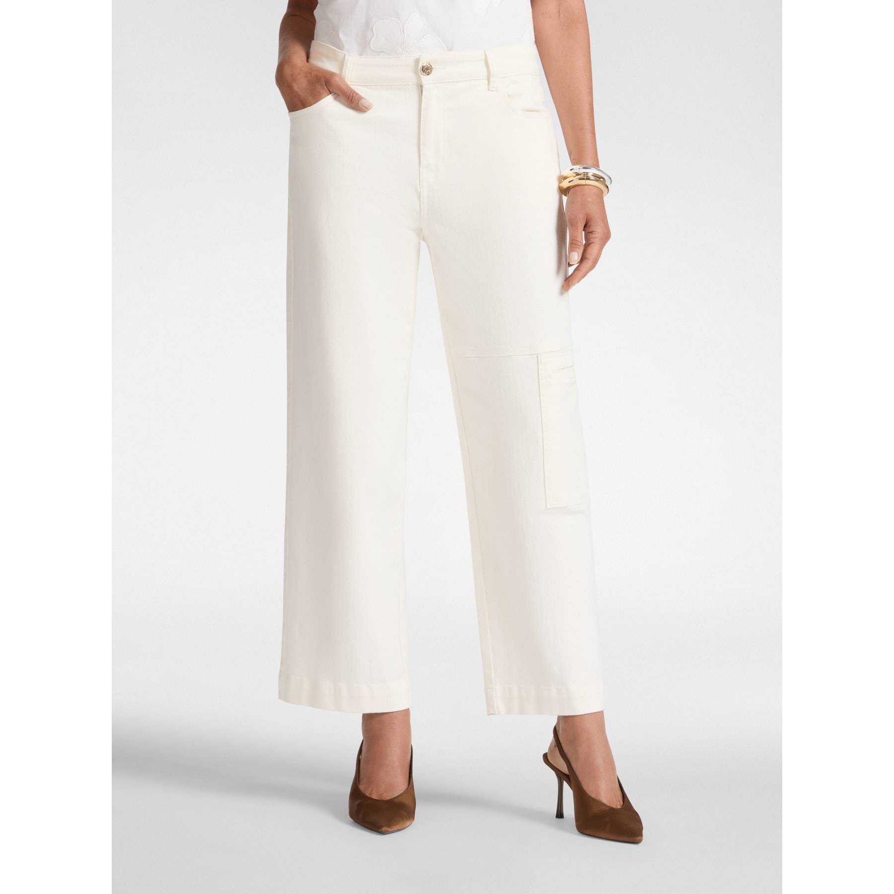 Elena Mirò - Pantalones cargo en bull stretch - Blanco