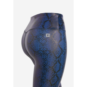 Leggings vita alta 7/8 in tessuto coated effetto snake